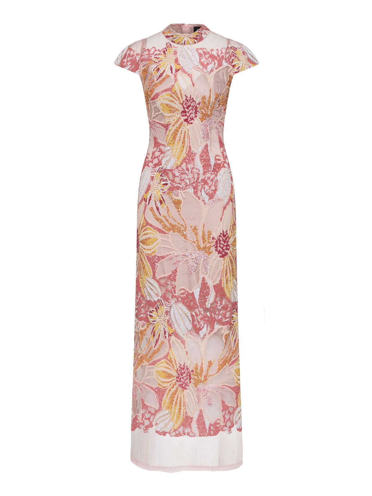 MOSS & SPY - Cressida Gown in Crimson Yellow & Pink