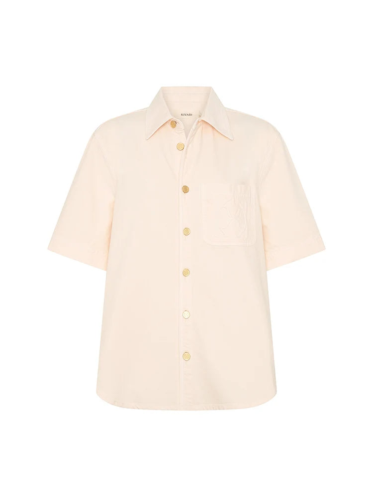 KIVARI - Ariana Denim Shirt in Rosewater