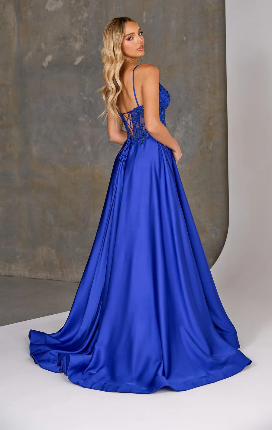 TANIA OLSEN Celadon Formal Dress-royal blue