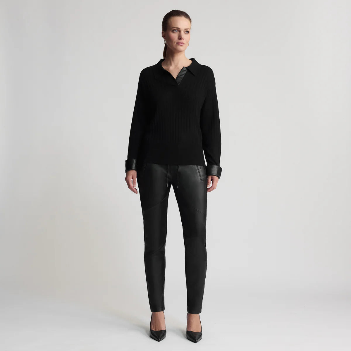 RAW BY RAW Frankie Leather Jogger-jet black