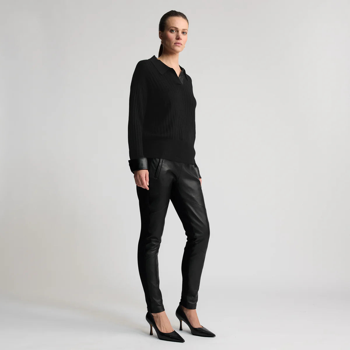 RAW BY RAW Frankie Leather Jogger-jet black