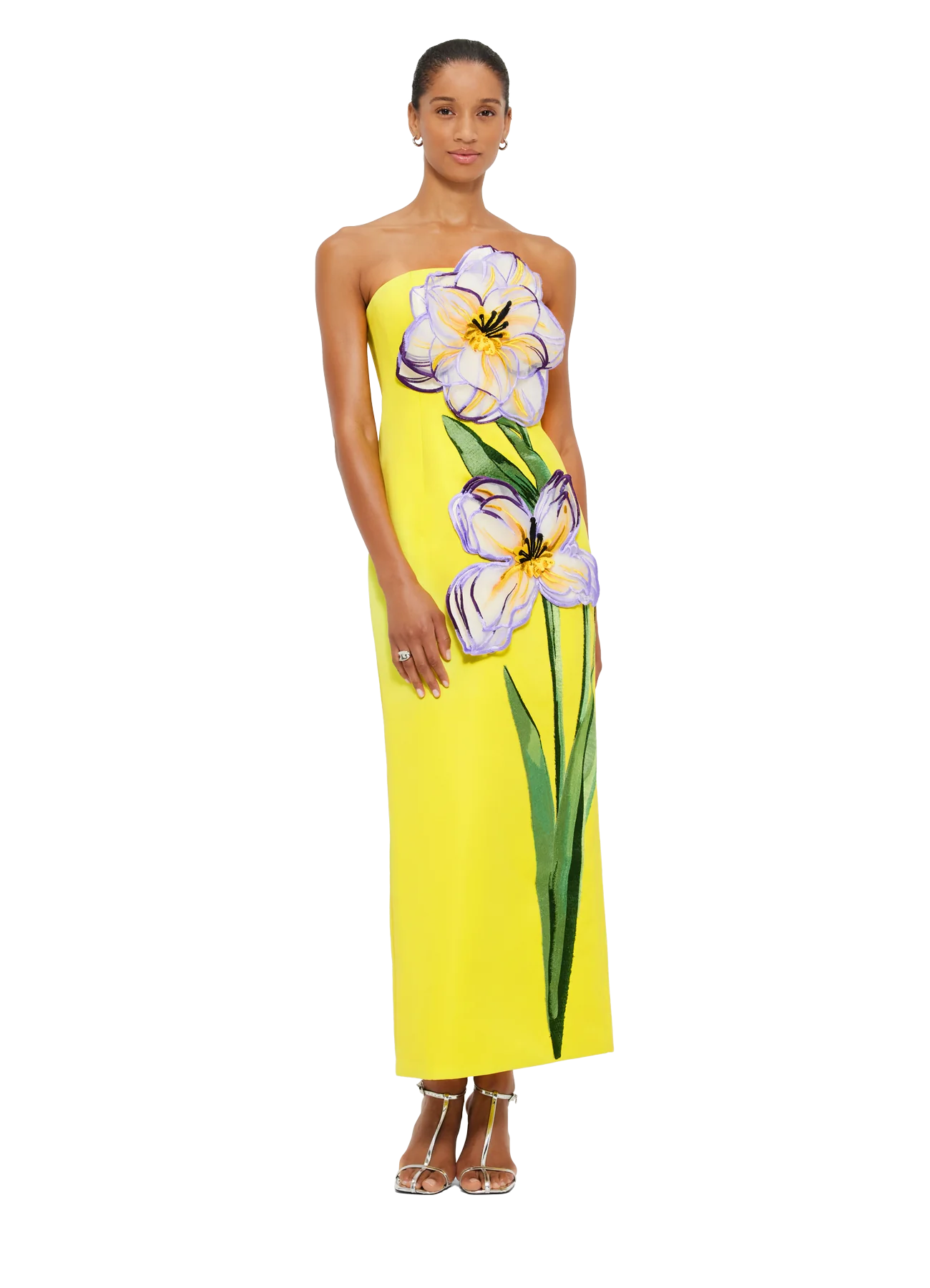 LEO LIN Rayna Applique floral Maxi dress- Iris print yellow