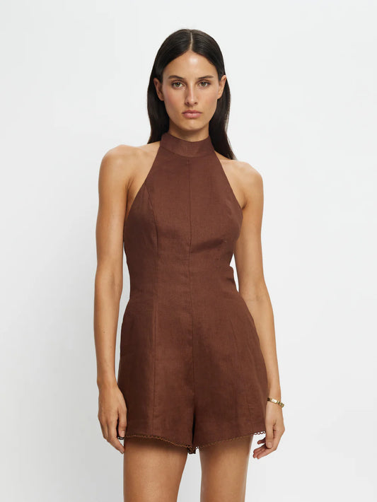 KIVARI Maxine Playsuit-brown