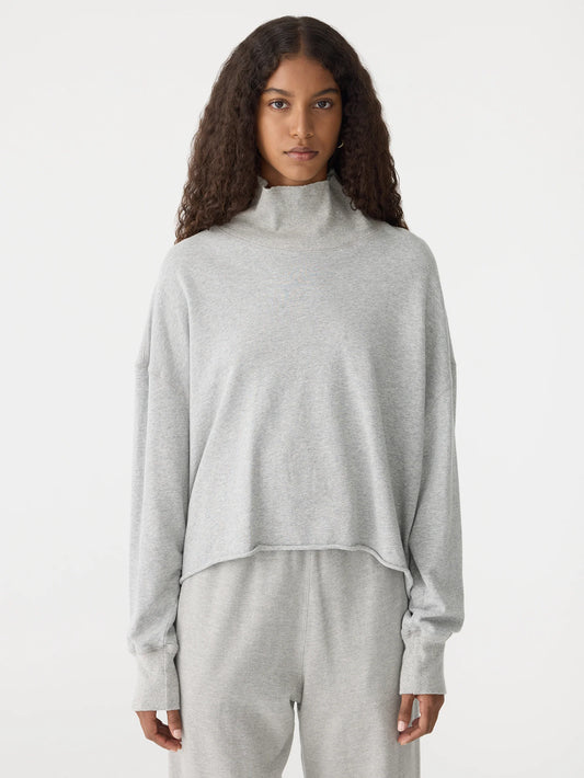 BASSIKE - Drapey Terry Raw Edge Sweat - Grey Marle