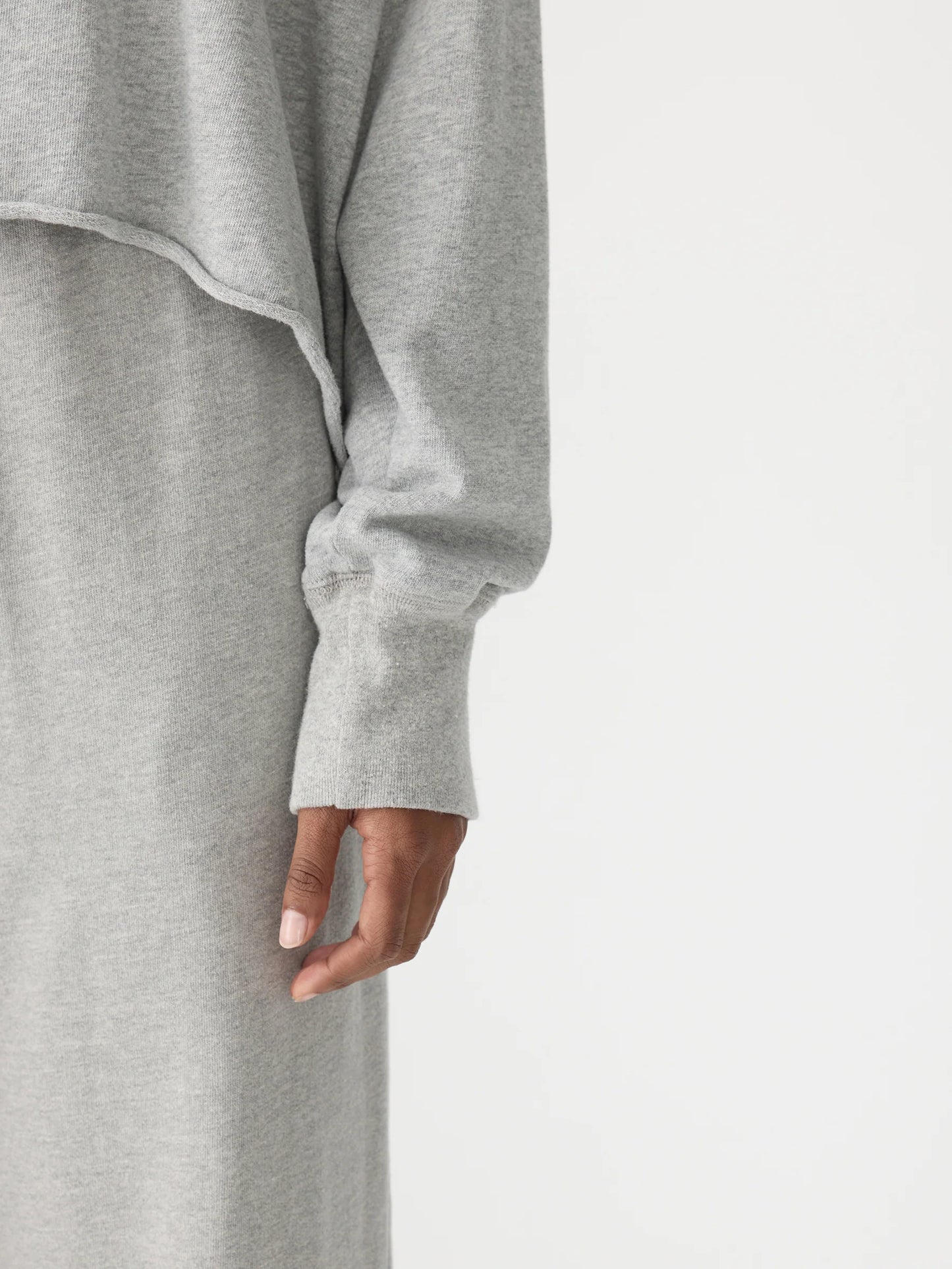 BASSIKE - Drapey Terry Raw Edge Sweat - Grey Marle
