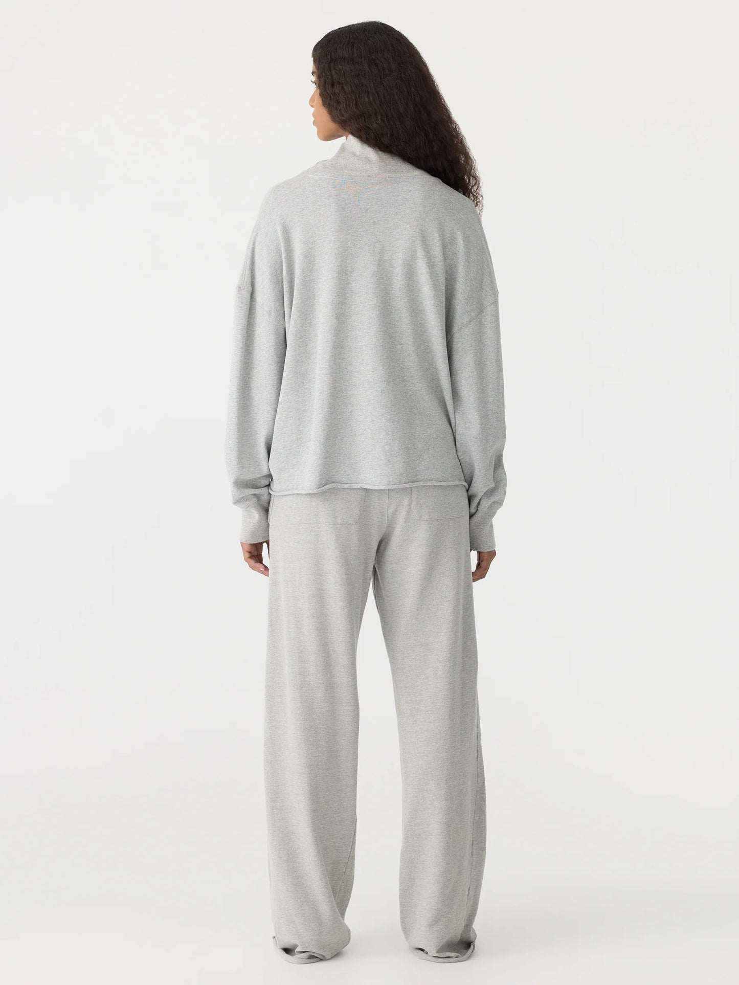 BASSIKE - Drapey Terry Raw Edge Sweat - Grey Marle