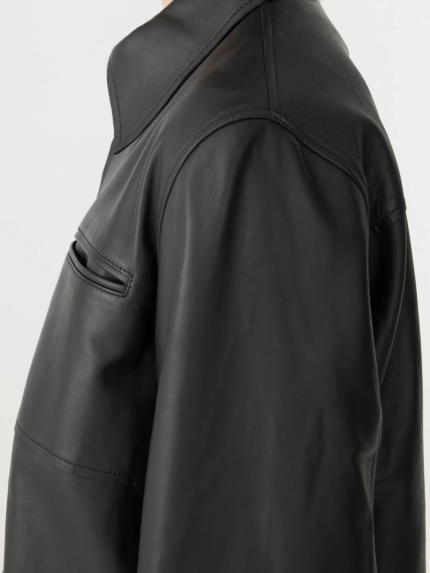 BASSIKE - Leather Minimal Jacket - Black