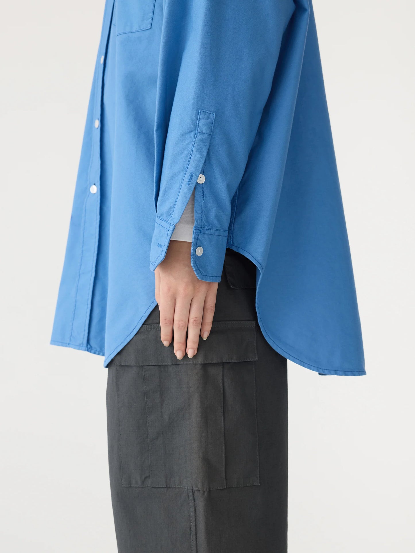 BASSIKE Oversized Pinpoint Shirt-cornflower