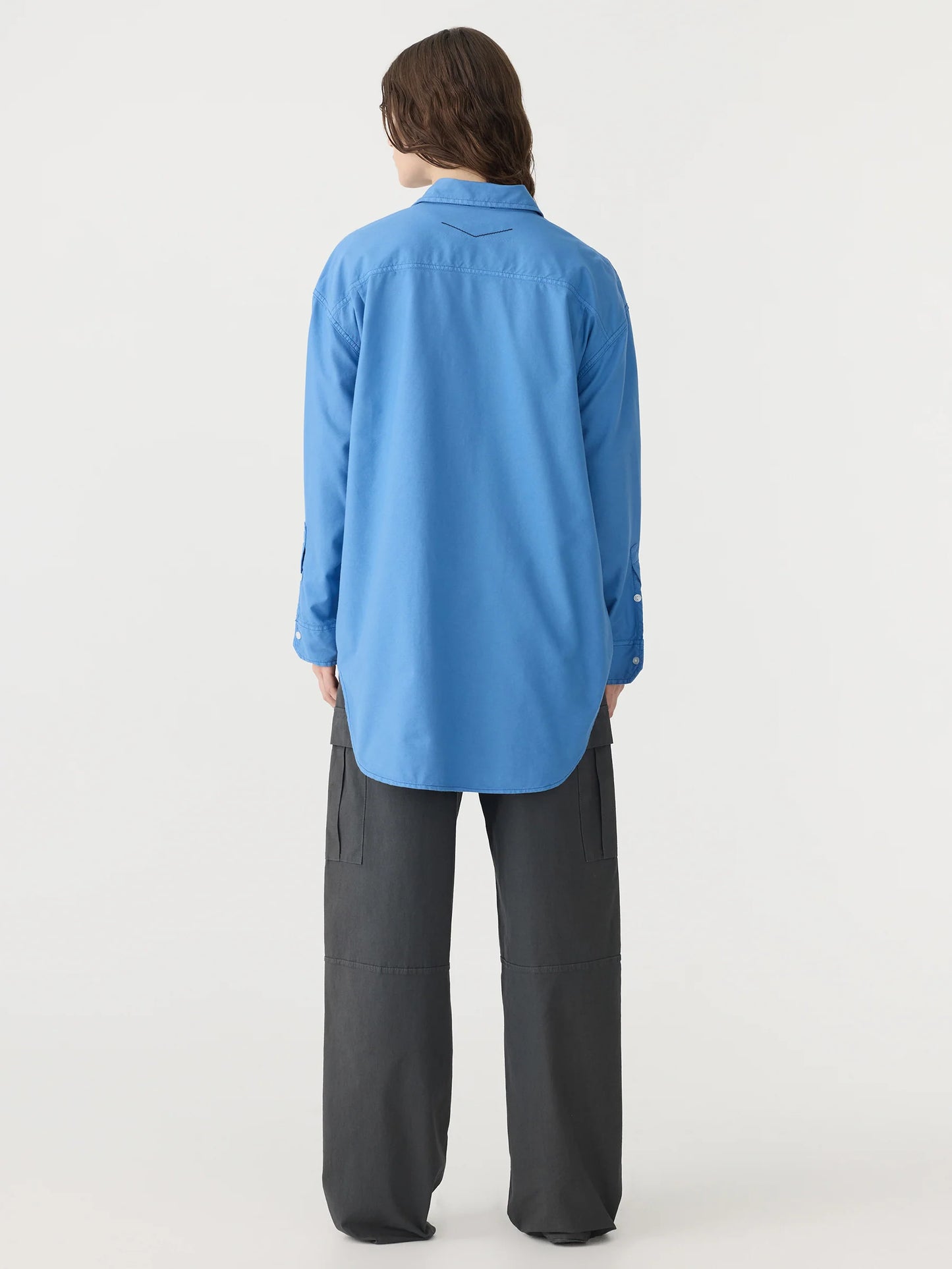 BASSIKE Oversized Pinpoint Shirt-cornflower