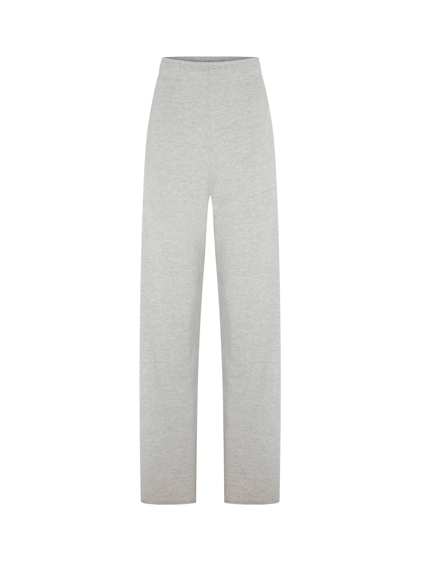 BASSIKE -Wide Leg French Terry Pants - Grey Marl