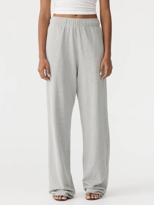 BASSIKE -Wide Leg French Terry Pants - Grey Marl