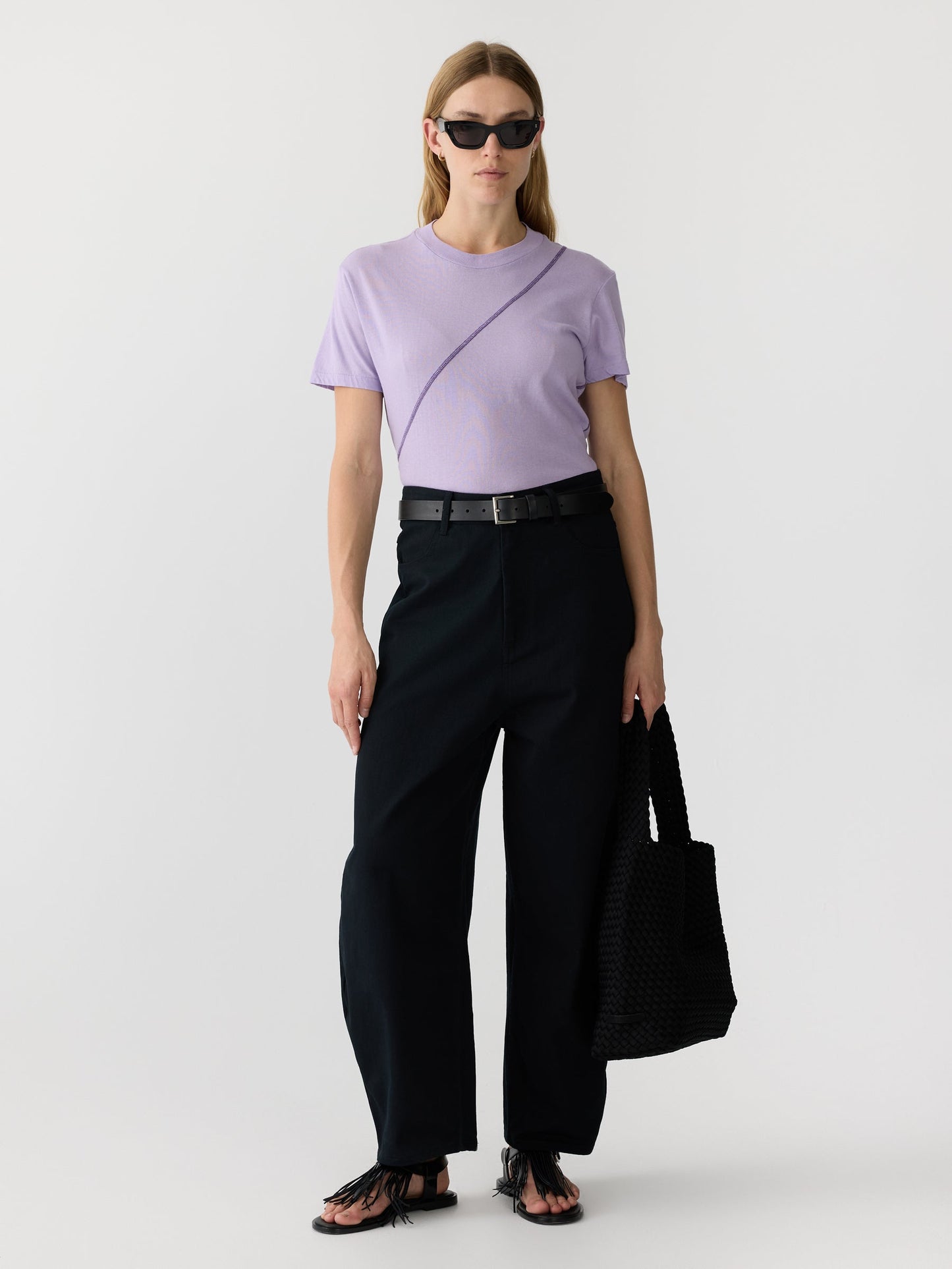 BASSIKE Splice coverstitch short sleeve top-lavender