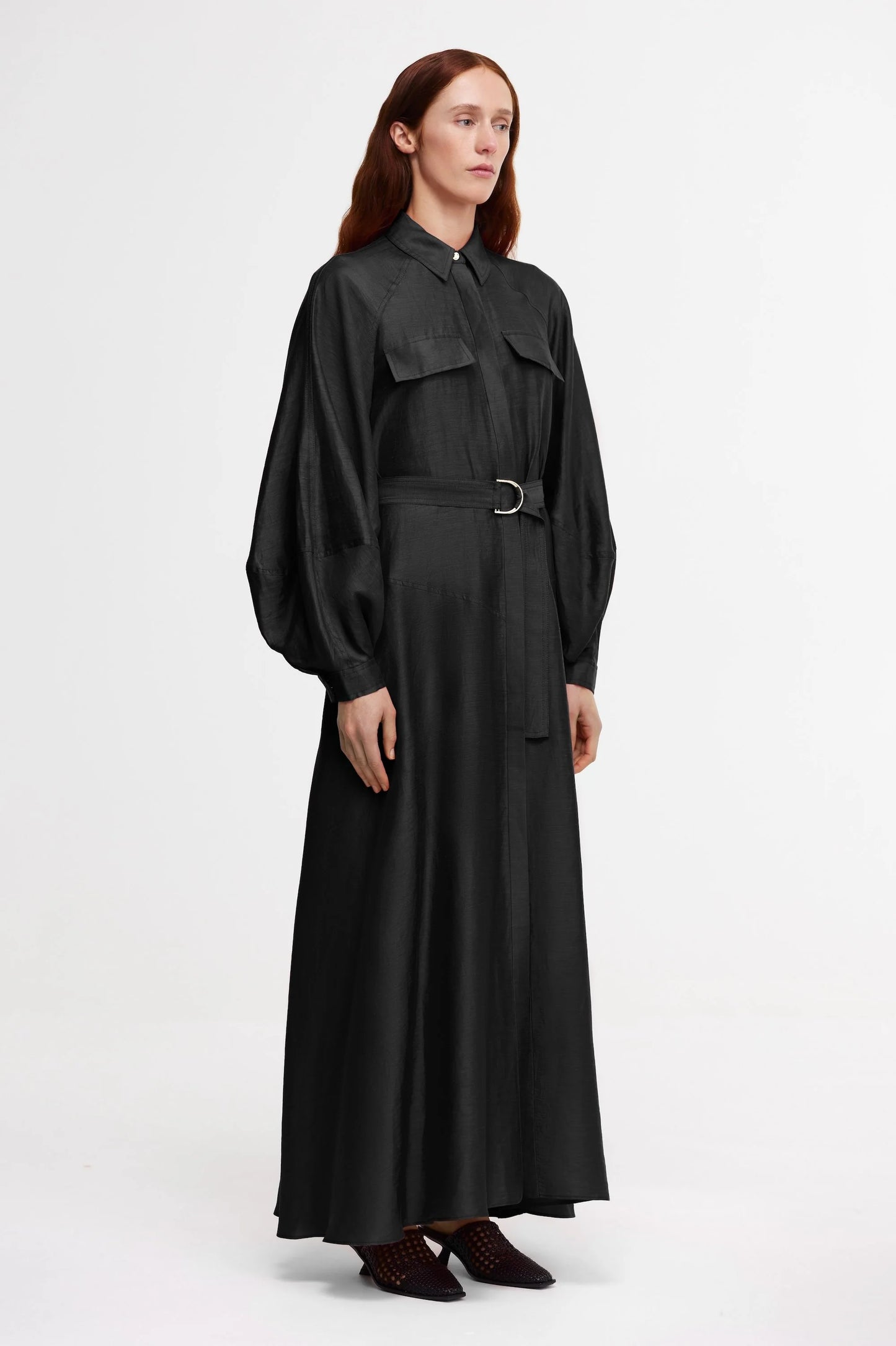ACLER Pennarly midi dress-charcoal