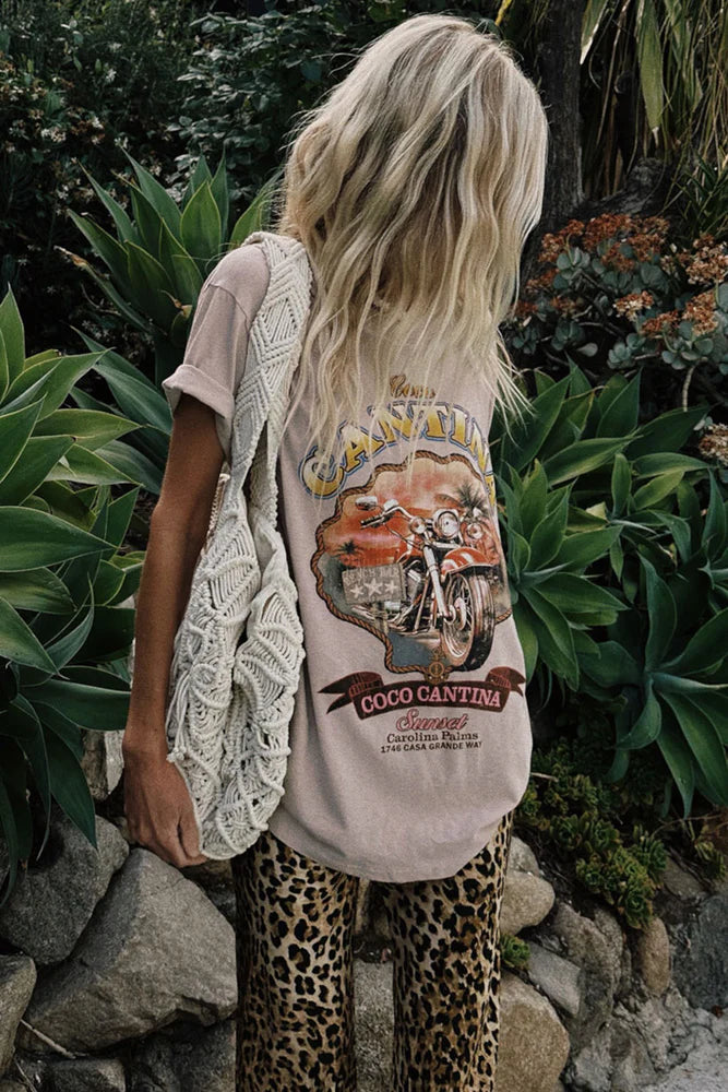 SPELL Catina Biker Tee-Taupe
