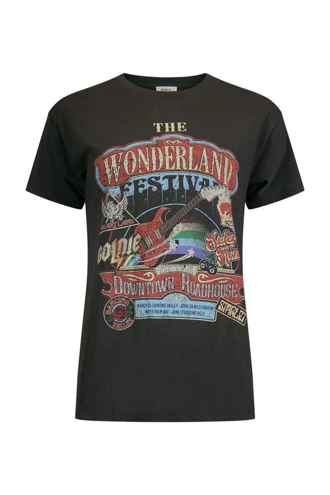 SPELL Wonderland Biker Tee-charcoal