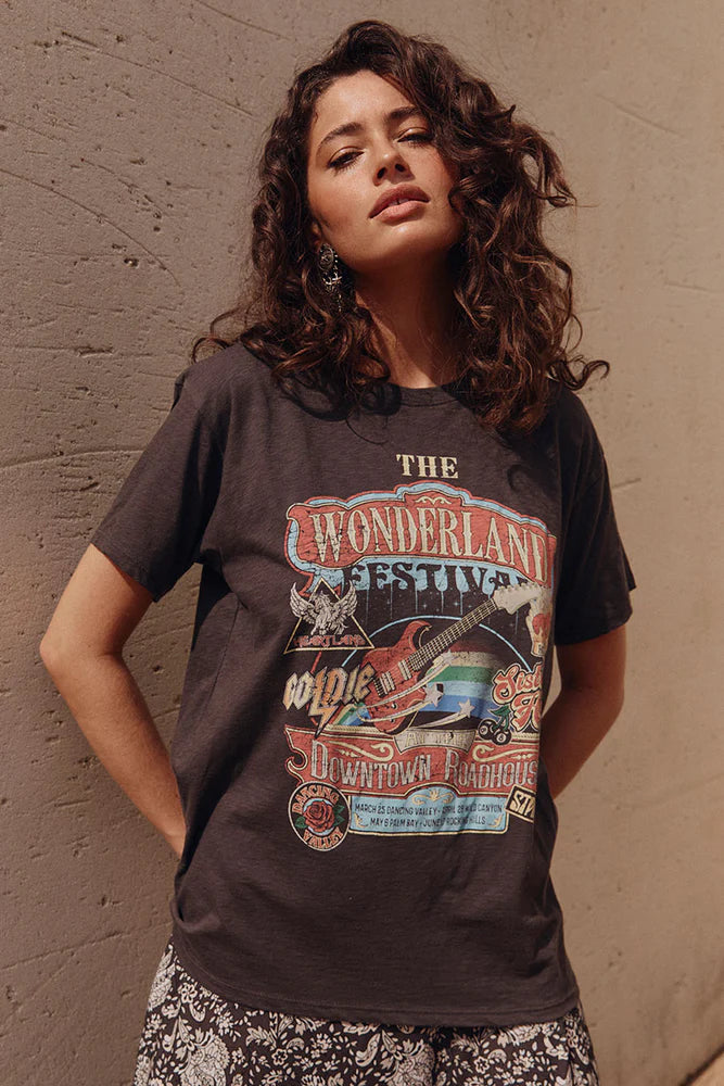SPELL Wonderland Biker Tee-charcoal