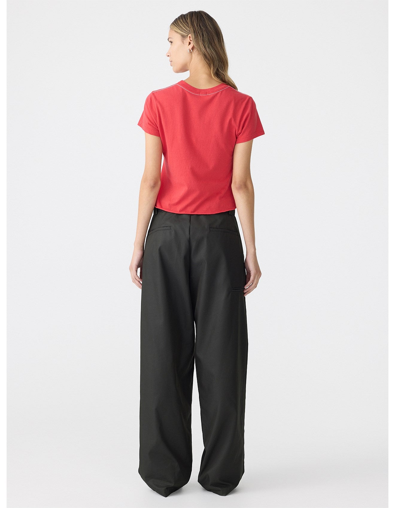 BASSIKE - Raw Edge Baby T-Shirt in Hibiscus