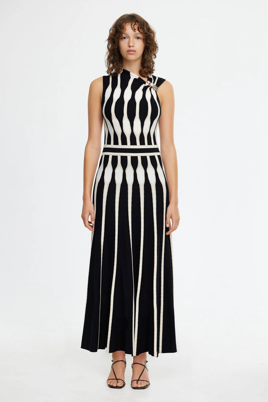 ACLER Beaford Midi Dress-black/white