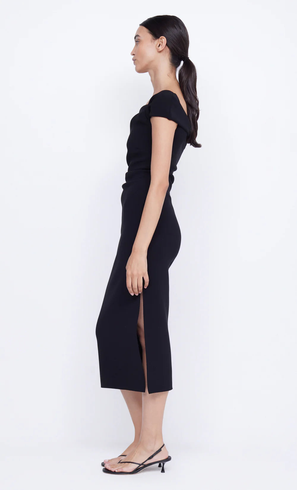 BEC + BRIDGE Elea Asym Midi Dress - BLACK