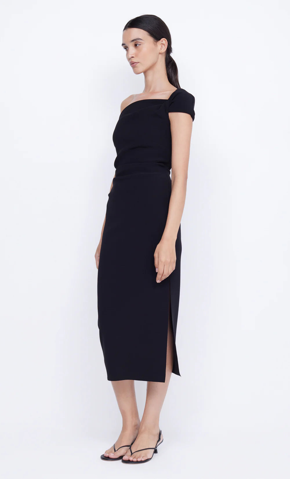 BEC + BRIDGE Elea Asym Midi Dress - BLACK