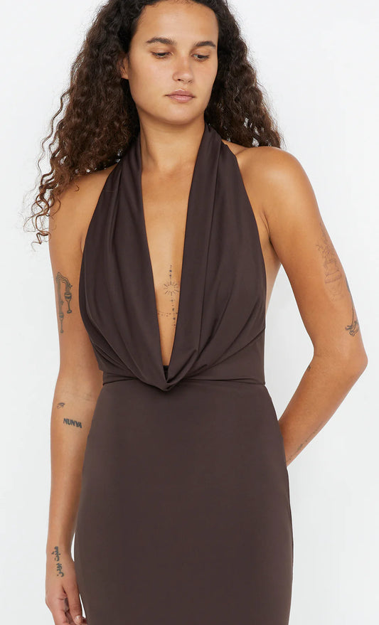 BEC + BRIDGE - Nessie Cowl Maxi Dress in Chocolate