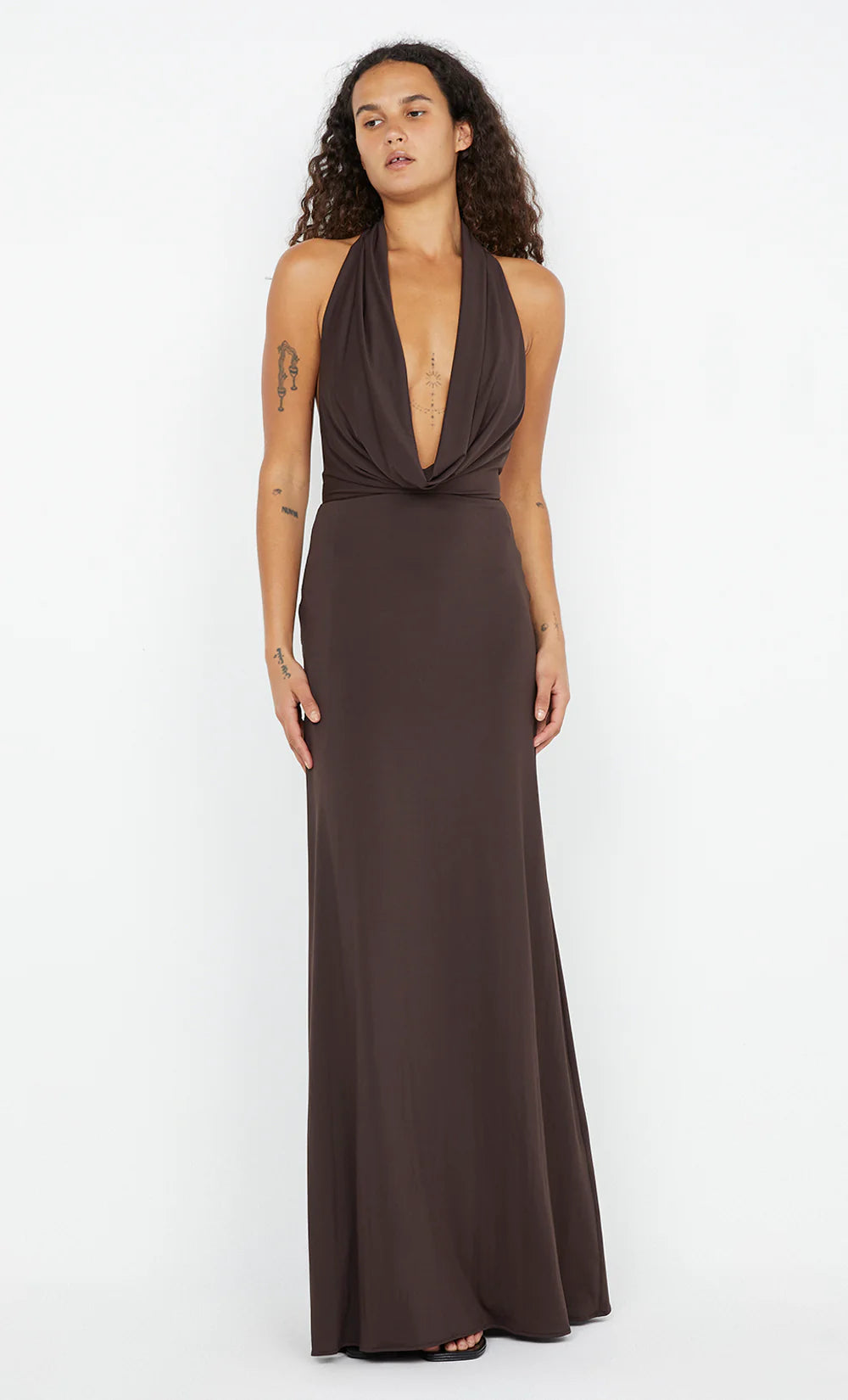 BEC + BRIDGE - Nessie Cowl Maxi Dress in Chocolate