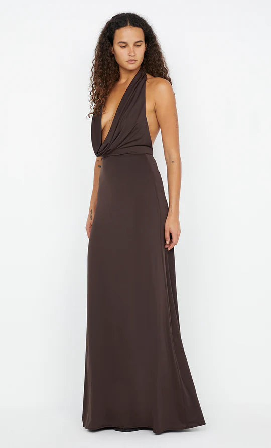 BEC + BRIDGE - Nessie Cowl Maxi Dress in Chocolate