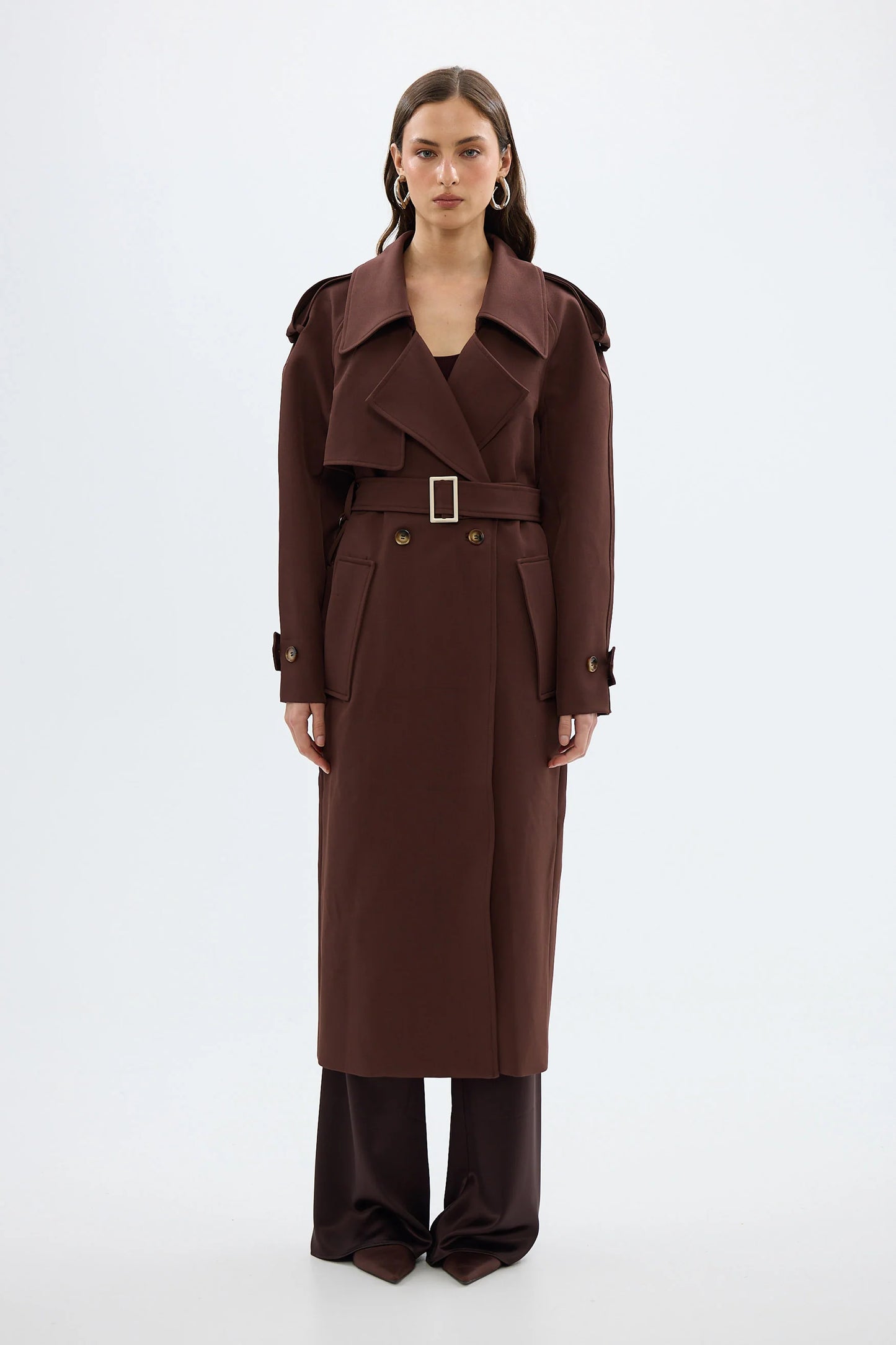 BUBISH - Dillion Trench Coat in Chocolate