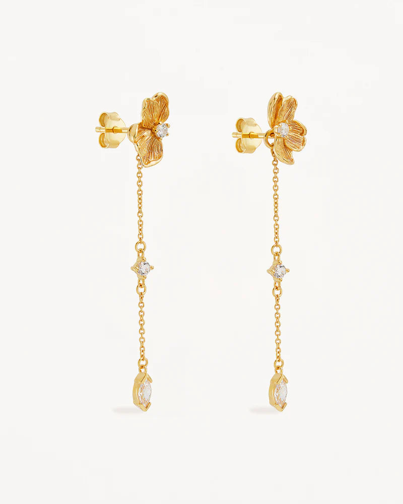 BY CHARLOTTE 18K Gold Vermeil Serene Lotus Chain Earring-gold