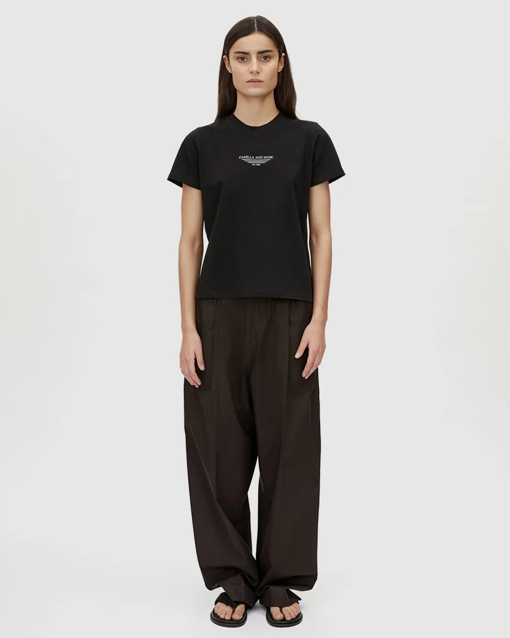 CAMILLA AND MARC - Janice Logo Tee Shirt in Chocolate Black