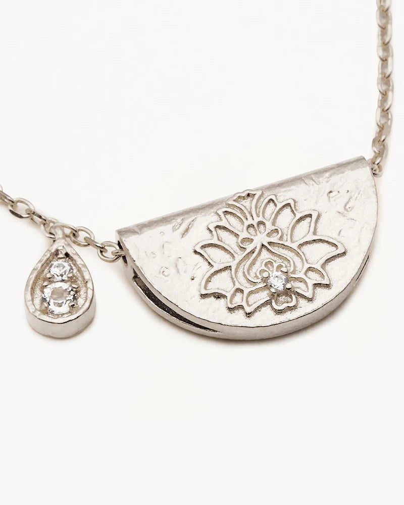BY CHARLOTTE - Lotus Birthstone Necklace -April in Sterling Silver