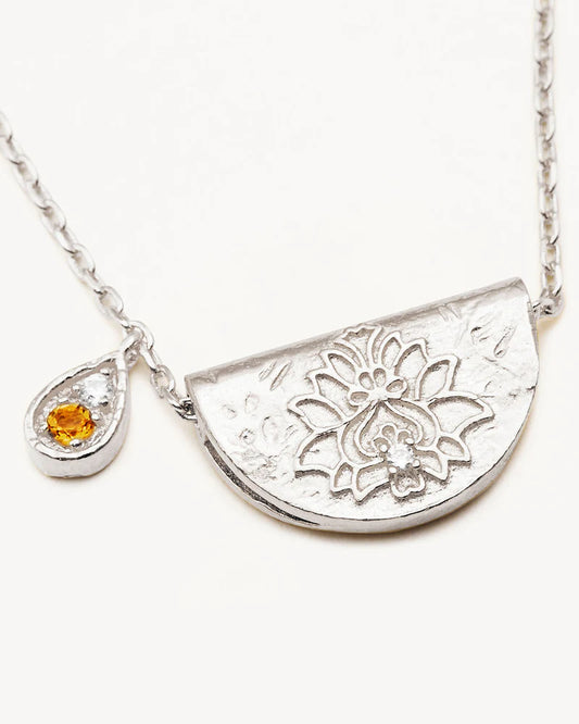 BY CHARLOTTE Lotus Birthstone necklace November-silver