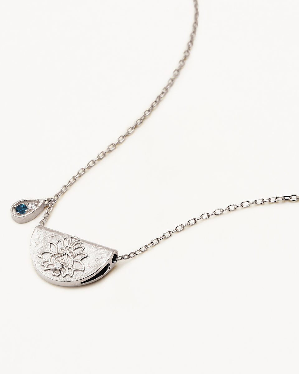 BY CHARLOTTE - Lotus December Birthstone Necklace in Sterling Silver