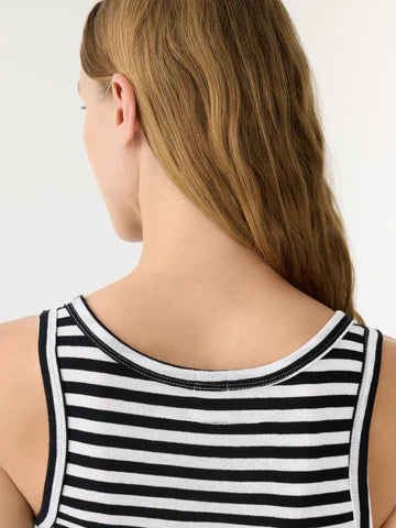 BASSIKE Stripe Slim Rib Tank-black/white