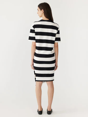 BASSIKE Stripe Side Split s/s Dress-black/white
