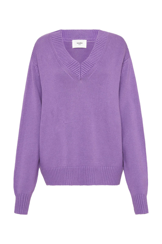 BASSIKE Cotton Linen V-Neck Boxy Knit