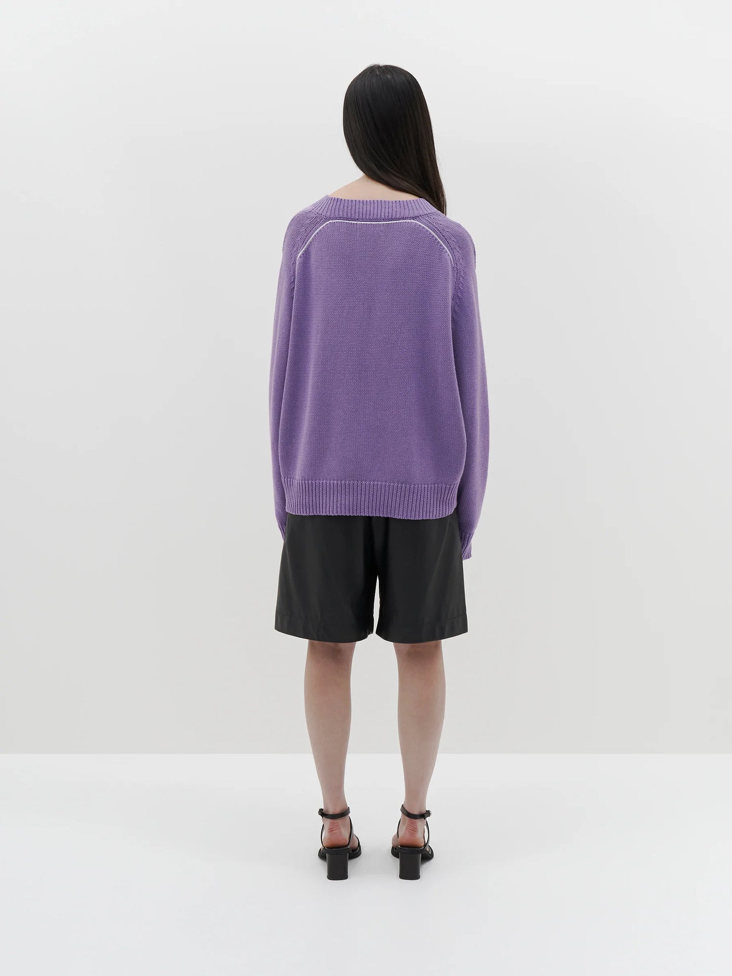 BASSIKE Cotton Linen V-Neck Boxy Knit