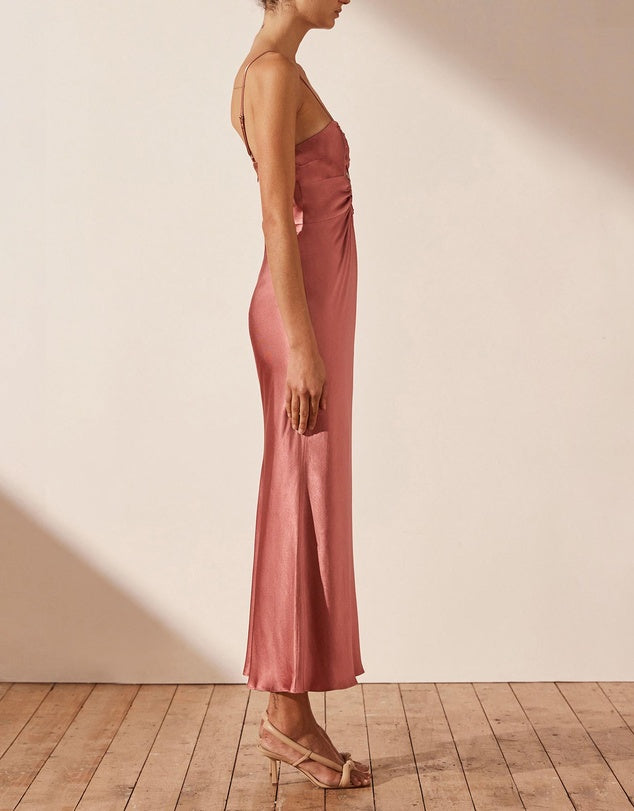 SHONA JOY Angelica Keyhole Lace Front Midi Dress