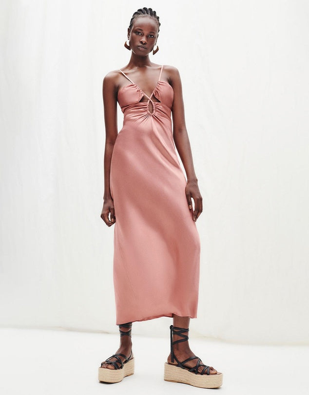 SHONA JOY Angelica Keyhole Lace Front Midi Dress