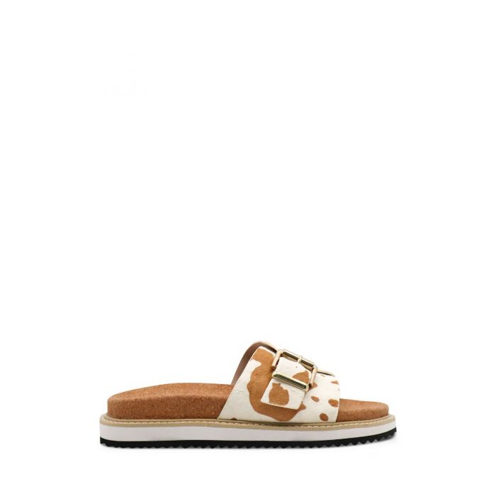 NUDE FOOTWEAR Pearl Cow Print Slide
