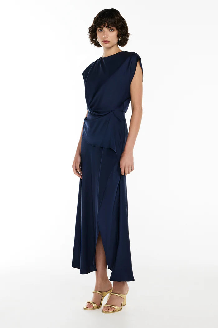 MANNING CARTELL Fluid Notion Drape Dress- navy