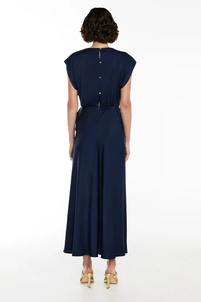 MANNING CARTELL Fluid Notion Drape Dress- navy