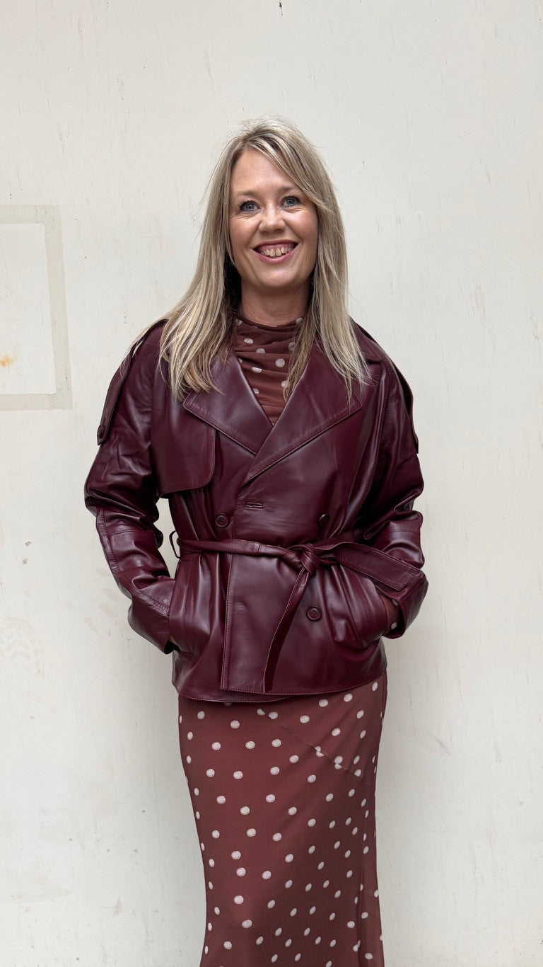 KOYU-Burgundy Trench Jacket