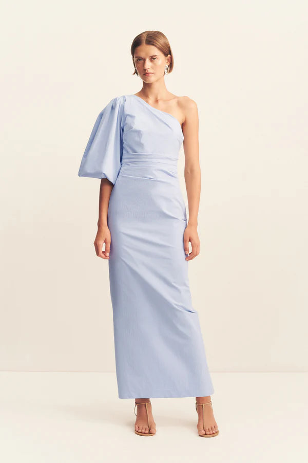 SHONA JOY Campbell One Shoulder Balloon Sleeve Maxi Dress-cornflower