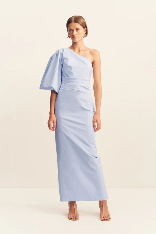 SHONA JOY Campbell One Shoulder Balloon Sleeve Maxi Dress-cornflower