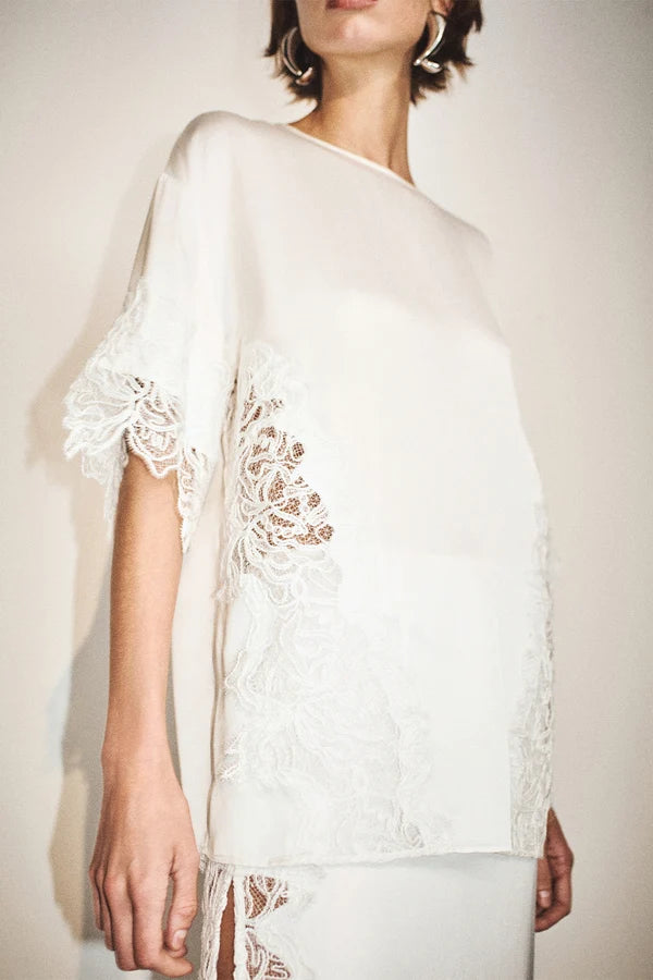 Shona Joy - Eniko Lace T-shirt IN IVORY