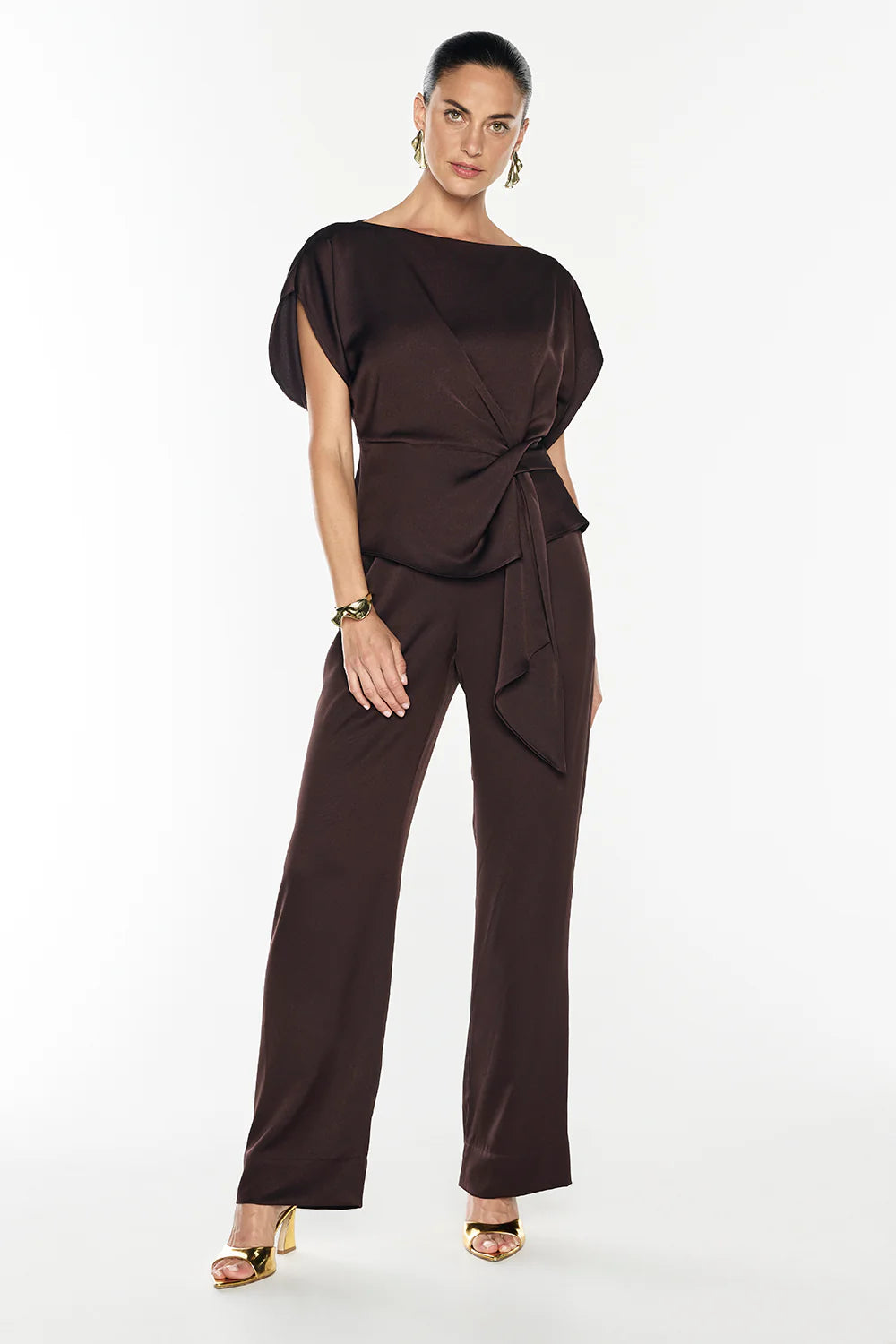 MANNING CARTELL - Glossed Over Drape Top in Truffle