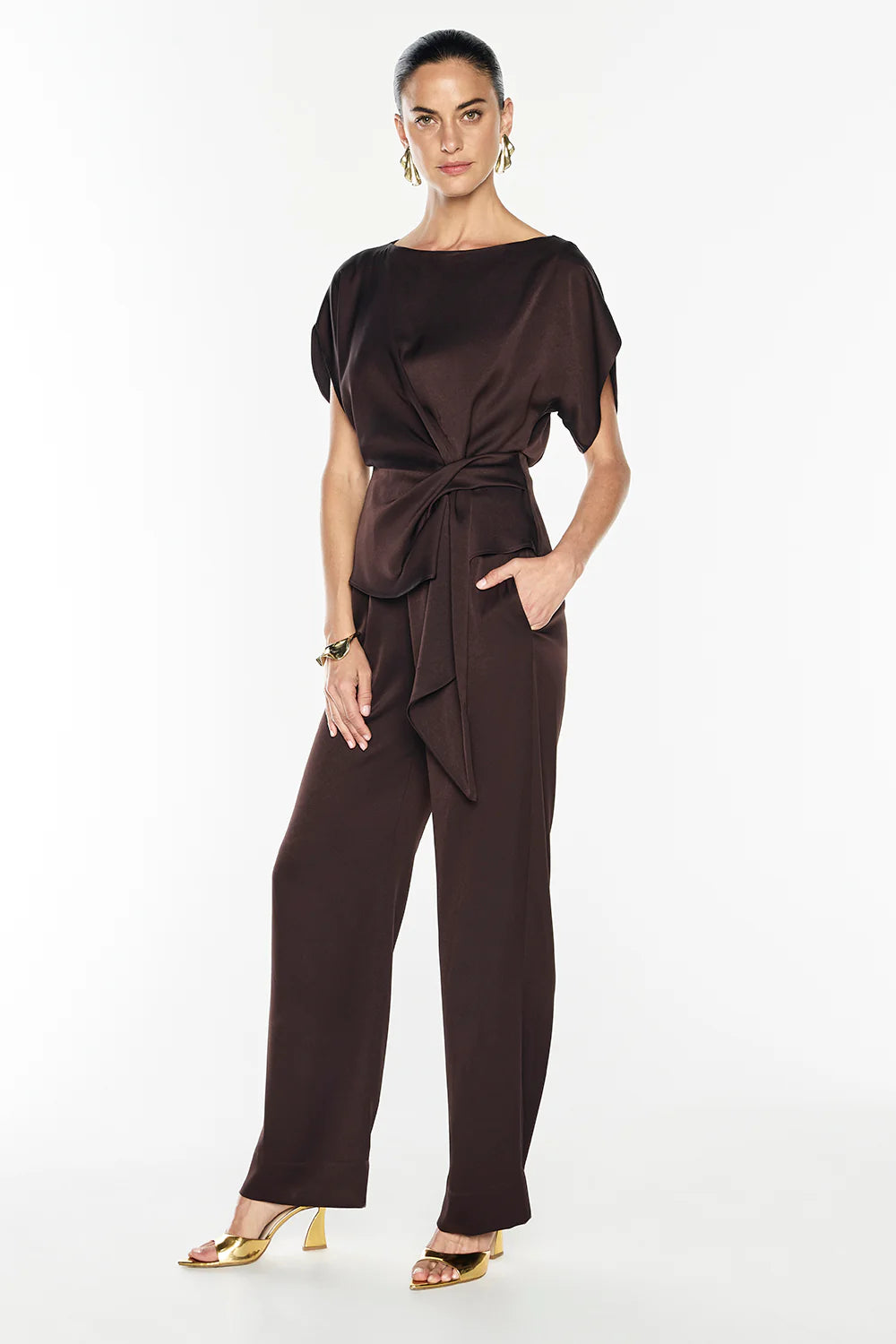 MANNING CARTELL - Glossed Over Drape Top in Truffle
