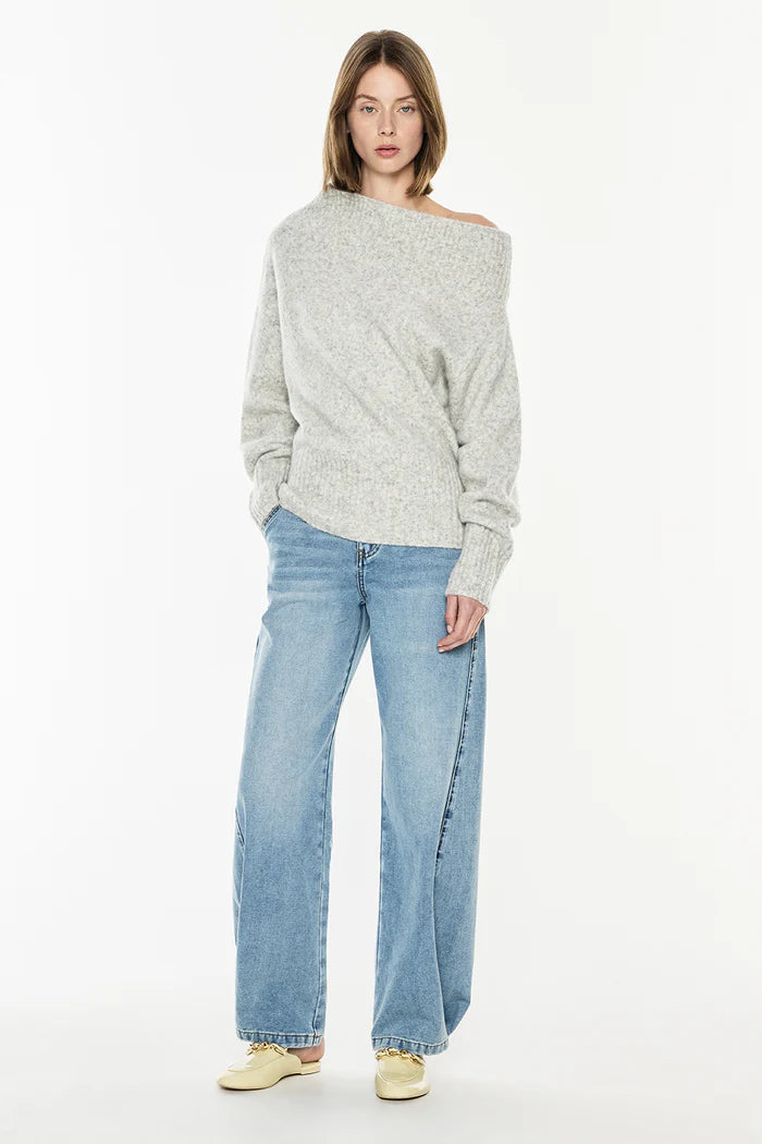 MANNING CARTELL - Frame Of Mind Knit Top in Grey Marle/White