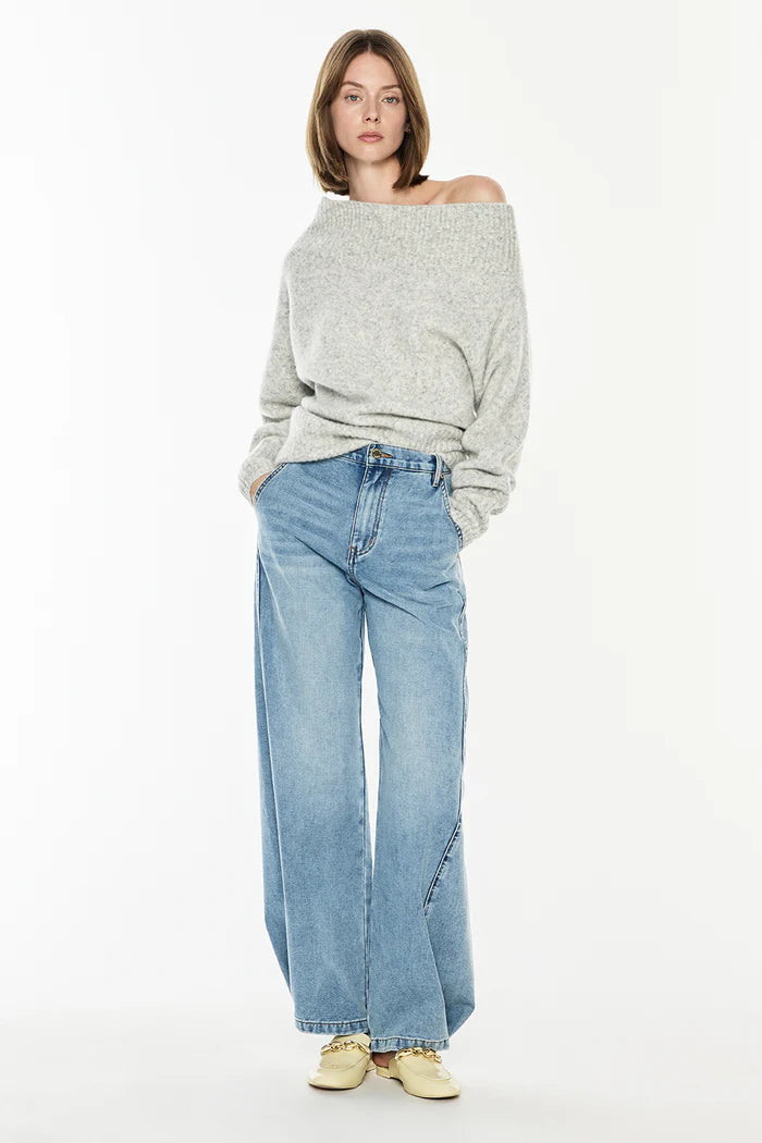 MANNING CARTELL - Frame Of Mind Knit Top in Grey Marle/White